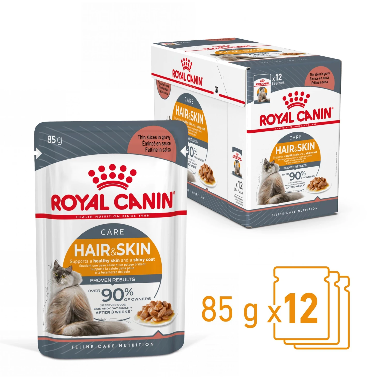 Royal Canin Wet Cat Food Hair & Skin Care In Gravy Pack Of 12 X 85g 5 Royal Canin Wet Cat Food Hair & Skin Care In Gravy Pack Of 12 X 85g - Image 3