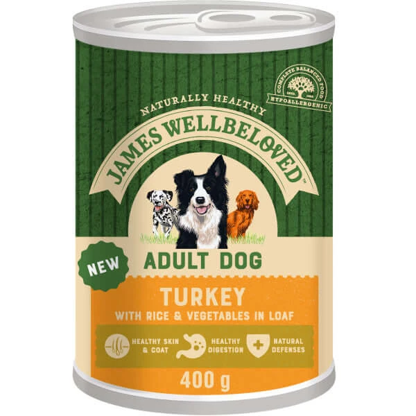 James Wellbeloved Turkey & Rice Adult Wet Dog Food 400g X 12 3 James Wellbeloved Turkey & Rice Adult Wet Dog Food 400g X 12