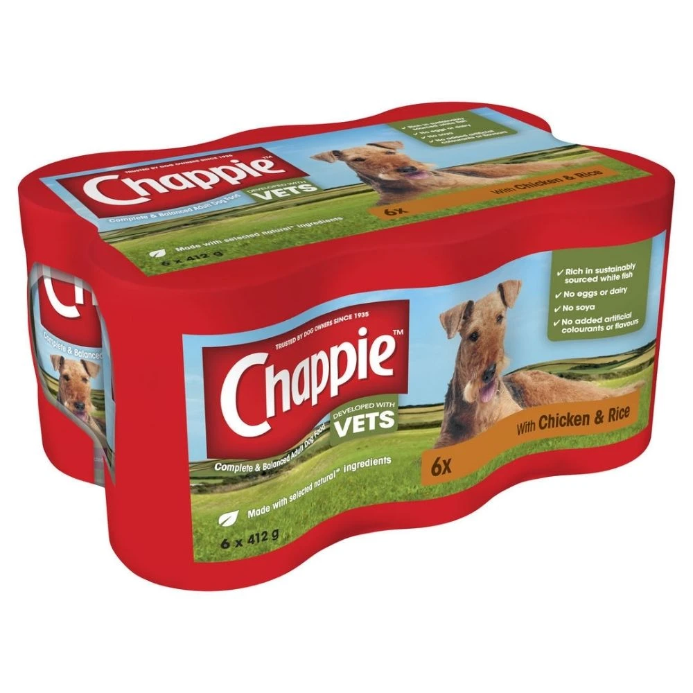 CHAPPIE Wet Dog Food Pet Food Supplies Tinned Cans Chicken & Rice 6 X 412g 3 CHAPPIE Wet Dog Food Pet Food Supplies Tinned Cans Chicken & Rice 6 X 412g