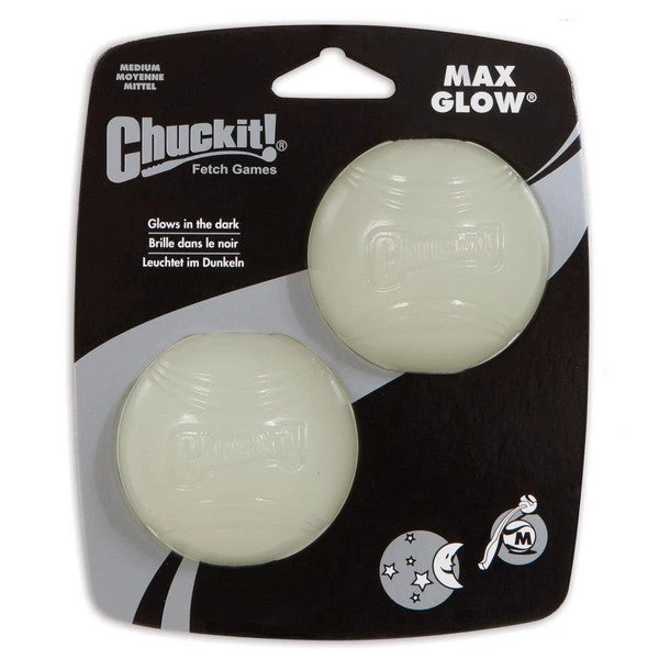 Chuckit! Max Glow Dog Fetch Toy Balls Medium 2 Pack 3 Chuckit! Max Glow Dog Fetch Toy Balls Medium 2 Pack