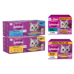 WHISKAS 1+ Cat 85g Pouches X 40 , Fish, Poultry Fish And Surf &Turf
