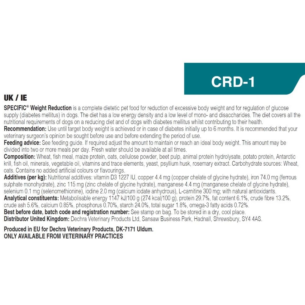 Dechra Specific CRD-1 Weight Reduction Dry Dog Food 10 Dechra Specific CRD-1 Weight Reduction Dry Dog Food - Image 8
