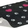 Non-Slip Vet Bed Charcoal And Cerise Hearts And White Paws 26x20 Inch -Pet Supplies l3kgpvlqhep