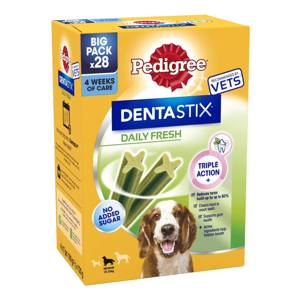 Pedigree Dentastix FRESH Daily Dental Chews Medium Dog 28 Sticks X 4 3 Pedigree Dentastix FRESH Daily Dental Chews Medium Dog 28 Sticks X 4