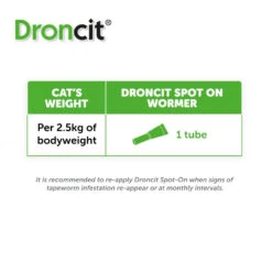 Droncit Spot-On Tapewormer For Cats (from 1kg), 4 Tubes 12 Droncit Spot-On Tapewormer For Cats (from 1kg), 4 Tubes -Pet Supplies zu3y3iaswss